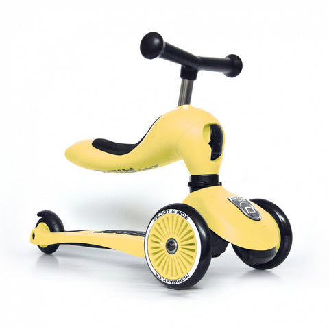 Trotineta copii cu sezut, transformabila 2in1, HighwayKick 1 Lemon, 1-5 ani, pana la 50 kg, Scoot Ride