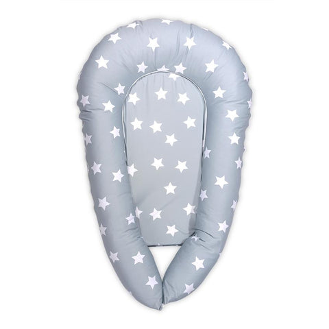 Baby Nest 3in1, 110x70x15 cm, husa bumbac ranforce, Stars Grey Mist