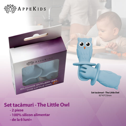 Set Tacamuri din silicon, AppeKids, OWL - Aqua Blue