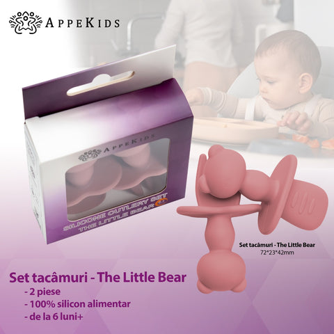 Set Tacamuri din silicon, AppeKids, The Little Bear - Old Rose