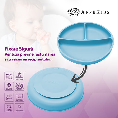 Set Diversificare, AppeKids, 100% Silicon, Basic - Aqua Blue