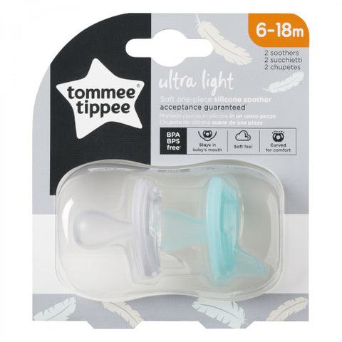  Tommee Tippee - Suzeta Ortodontica Usoara 6-18 Luni Transparent/Turquoise, 2 Bucati