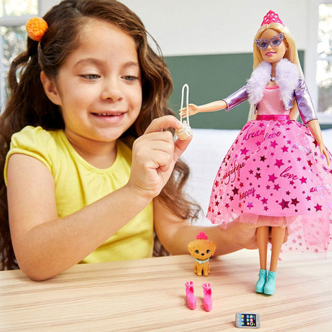 Barbie - Papusa Barbie by Mattel Modern Princess Theme Roz cu Accesorii
