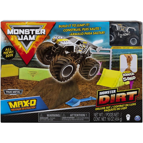 Spin Master - Set de Joaca Camioneta Max-D cu Nisip Kinetic si Accesorii MaxFun Monster Jam