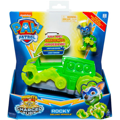 Spin Master - Figurina Rocky cu Vehicul cu Sunete si Lumini Patrula Catelusilor