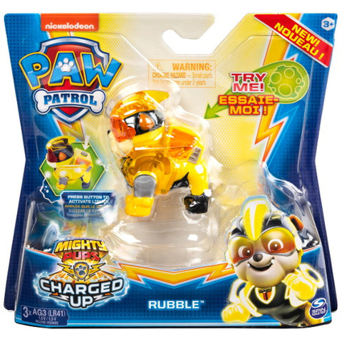 Spin Master - Figurina Luminoasa Rubble Charged Up Patrula Catelusilor