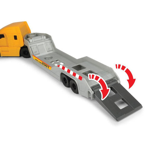 Dickie Toys - Camion Mack Volvo Micro Builder cu Remorca, Buldozer si Camion Basculant