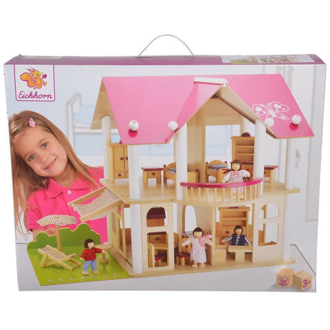 Eichhorn - Casuta din Lemn pentru Papusi cu 2 Nivele si Accesorii