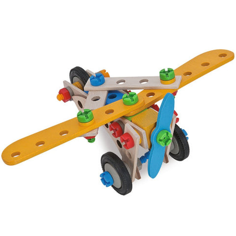 Eichhorn - Set de Constructie din Lemn 4 in 1, 65 piese