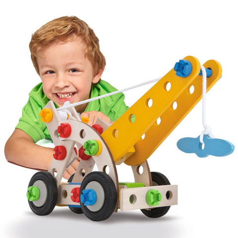 Eichhorn - Set de Constructie din Lemn 4 in 1, 65 piese