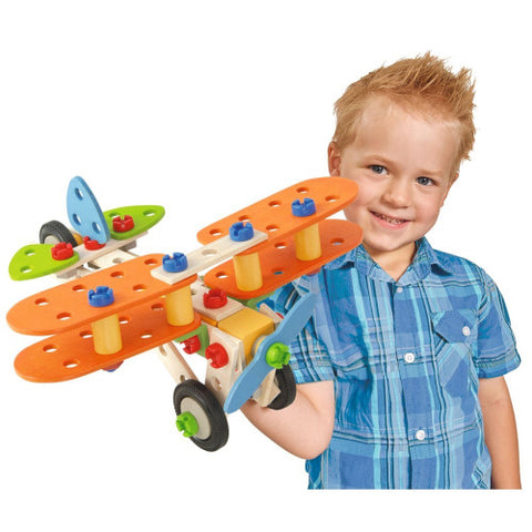 Eichhorn - Set de Constructie din Lemn Constructor Biplane,85 piese