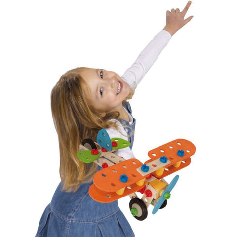 Eichhorn - Set de Constructie din Lemn Constructor Biplane,85 piese