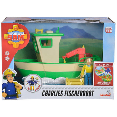 Simba - Set Barca Fireman Sam Charlies Fishing Boat cu Figurina