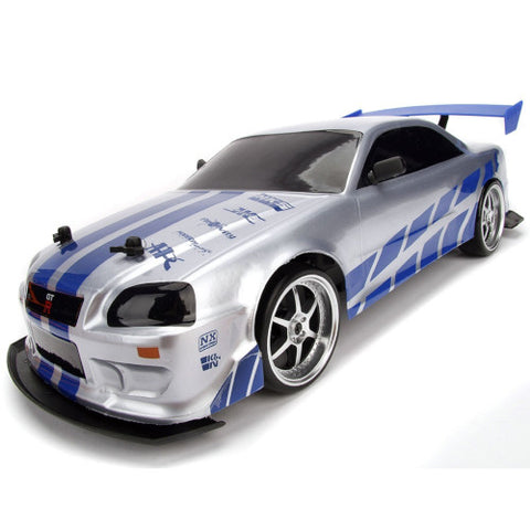 Jada Toys -Masina cu Telecomanda Fast and Furious Nissan Skyline GTR Drift cu Anvelope