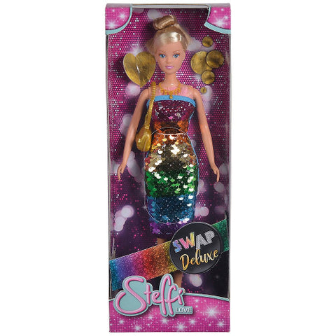 Simba  - Papusa Steffi Love Swap Deluxe 29 cm cu Rochie Multicolora