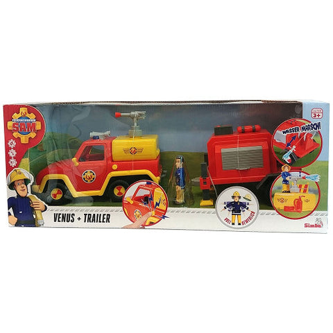 Simba - Masina de Pompieri Fireman Sam Venus cu Remorca, Figurina si Accesorii