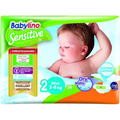 Babylino - Set 26 Scutece Sensitive N2, 3-6kg