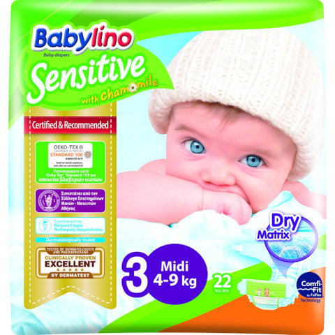 Babylino - Set 22 Scutece Sensitive N3, 4-9kg
