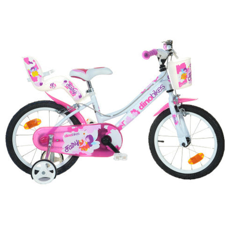 Dino Bikes - Bicicleta Fairy 16 Inch Roz Alb