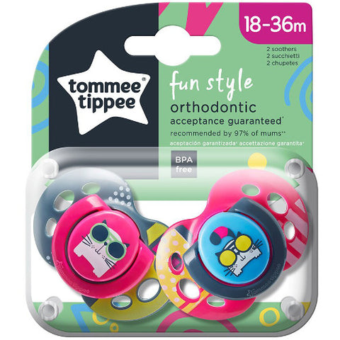 Tommee Tippee - Suzeta Ortodontica de Zi Fun 18-36 Luni 2 Bucati Pisicute