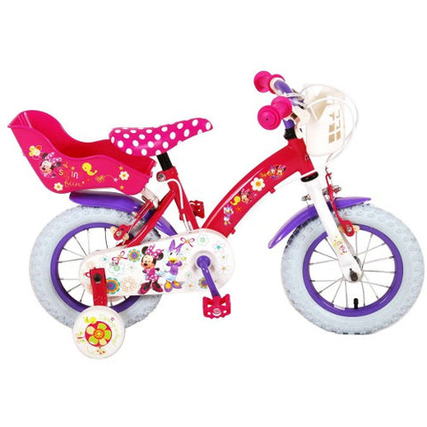 Volare - Bicicleta Minnie Mouse 12 Inch cu Roti Ajutatoare si 2 Frane de Mana