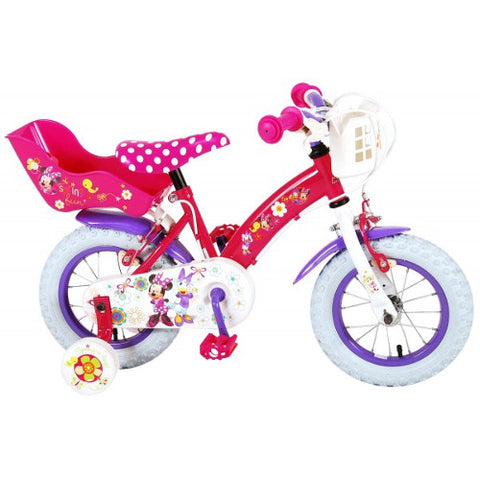 Volare - Bicicleta Minnie Mouse 12 Inch cu Roti Ajutatoare si 2 Frane de Mana