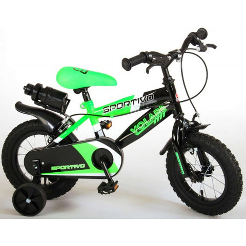 Volare - Bicicleta Sportivo Verde 12 inch cu 2 Frane de Mana si Sticla Apa