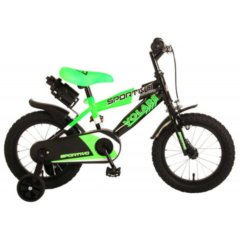 Volare - Bicicleta Sportivo Verde 14 inch cu Frane de Mana si Sticla Apa