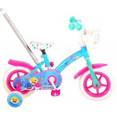 Bicicleta Baby Shark 10 Inch cu Mâner Parental și Roți Ajutatoare