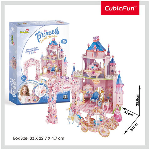 CubicFun - Puzzle 3D - Gradina Secreta a Printesei + Stickere, 92 Piese