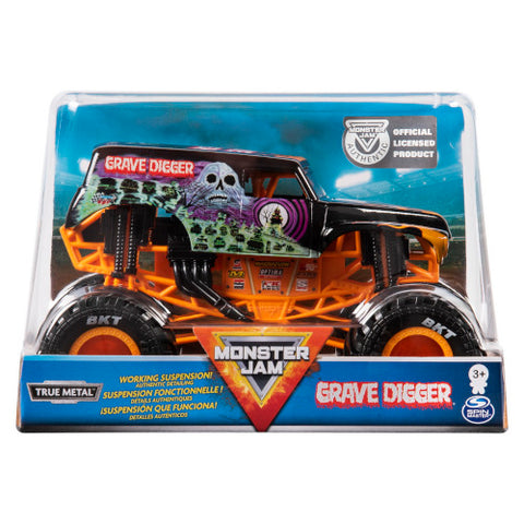 Spin Master - Masinuta Metalica Monster Jam Grave Digger, scara 1:24