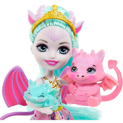 Enchantimals  - Papusa Enchantimals by Mattel Deanna Dragon Family cu 3 Figurine si Accesorii