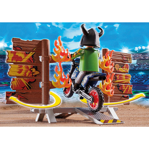 Playmobil - Stunt Show - Motocicleta cu Perete de Foc 