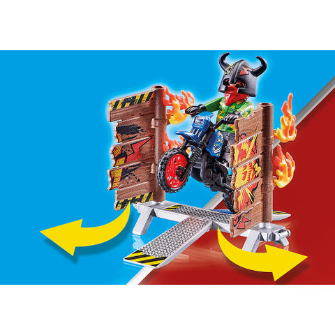 Playmobil - Stunt Show - Motocicleta cu Perete de Foc 