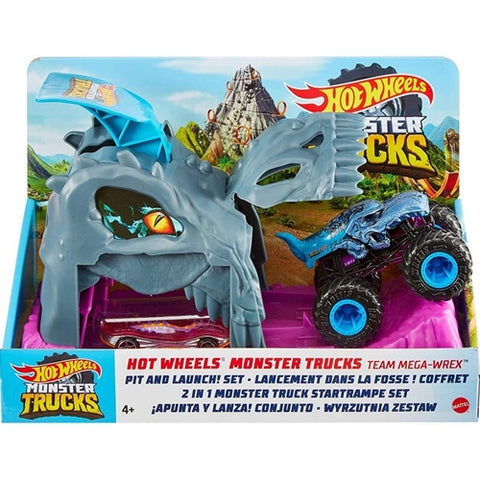 Pista de Masini Hot Wheels by Mattel Monster Truck Pit and Launch Team Mega Wrex cu 2 Masinute