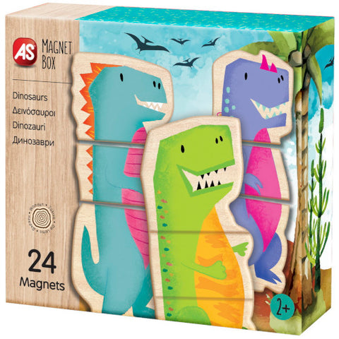 As -Puzzle cu 24 Piese din Lemn si Magnetice Universul Dinozaurilor