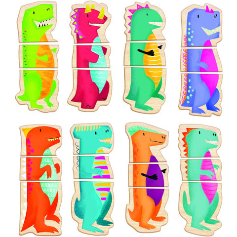 As -Puzzle cu 24 Piese din Lemn si Magnetice Universul Dinozaurilor