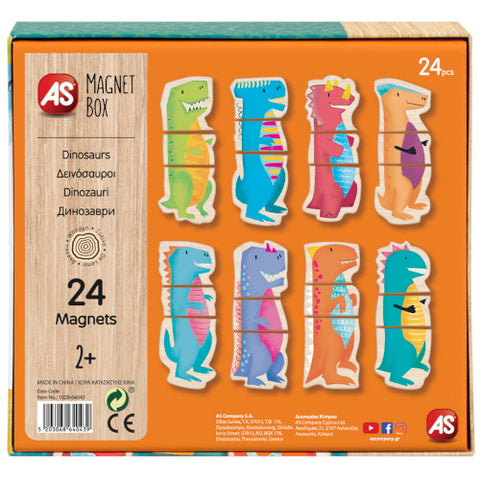 As -Puzzle cu 24 Piese din Lemn si Magnetice Universul Dinozaurilor