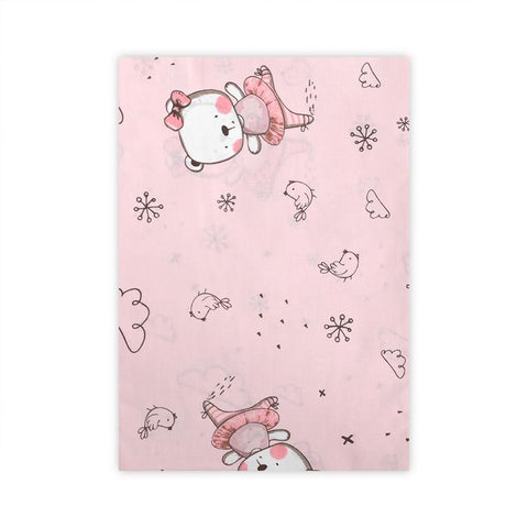 Cearceaf bumbac ranforce, 100x150 cm, Pink Ballerina Bear