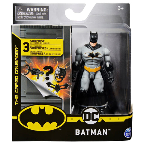 Spin Master - Figurina Batman in Costum Gri cu 3 Accesorii Surpriza 10 cm