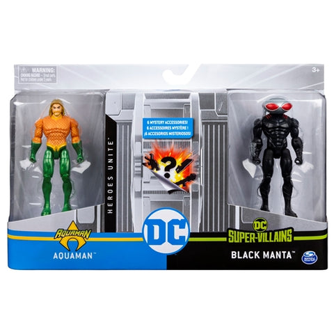 Spin Master - Set 2 Figurine Flexibile Aquaman si Black Manta cu 6 Accesorii 10 cm