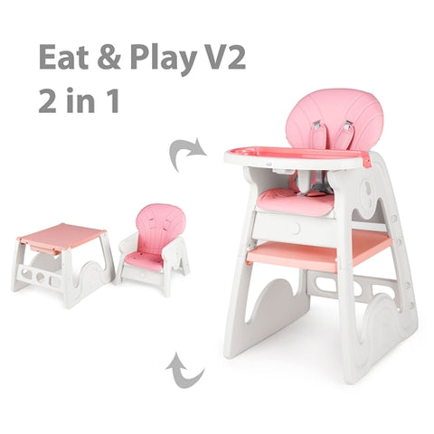 Scaun de masa transformabil Eat&Play V2, Roz