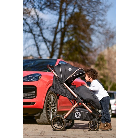 Carucior pentru nou-nascut Storm, pana la 22 kg, cadru aluminiu, Luxe Black