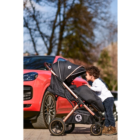 Carucior pentru nou-nascut Storm, pana la 22 kg, cadru aluminiu, Luxe Black