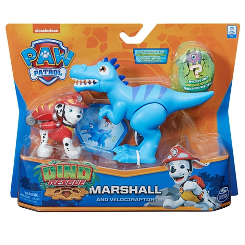 Spin Master - Set Figurina Patrula Catelusilor Marshall si Dinozaur Velociptor