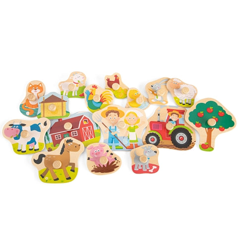 New Classic Toys - Puzzle din Lemn Ferma 17 piese