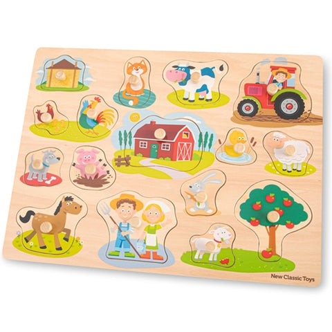 New Classic Toys - Puzzle din Lemn Ferma 17 piese