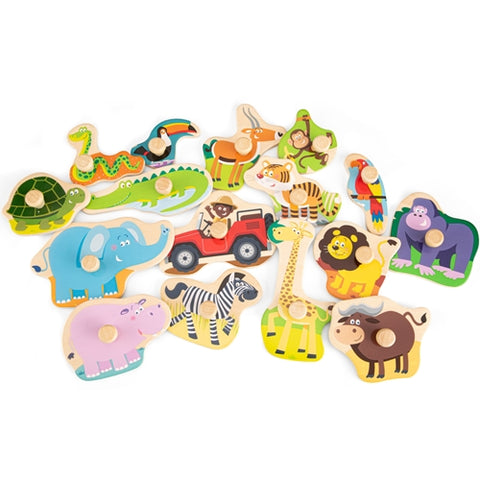 New Classic Toys - Puzzle din Lemn Safari 17 piese 