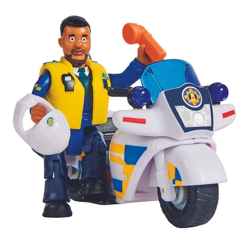 Simba - Motocicleta Fireman Sam Police cu Figurina Malcolm si Accesorii