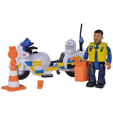 Simba - Motocicleta Fireman Sam Police cu Figurina Malcolm si Accesorii